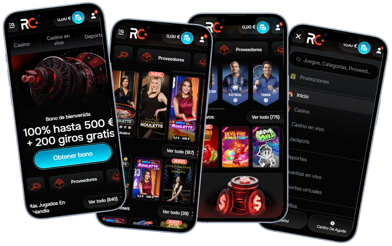 Versión móvil de Revolution Casino con bono de bienvenida